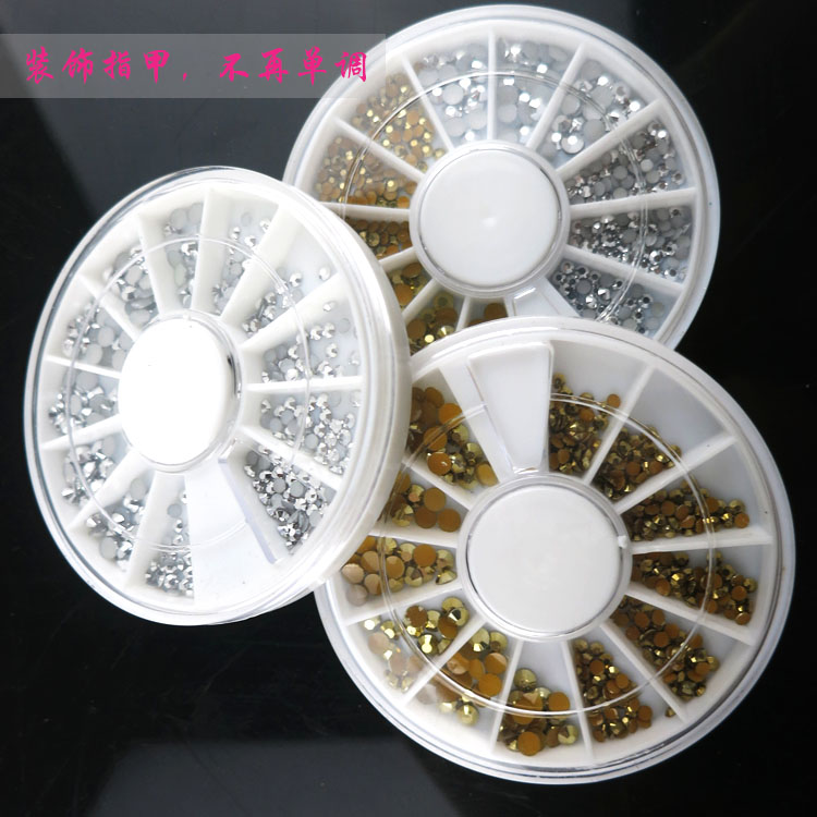 silver/glod/mix rensin stone nail art wheel