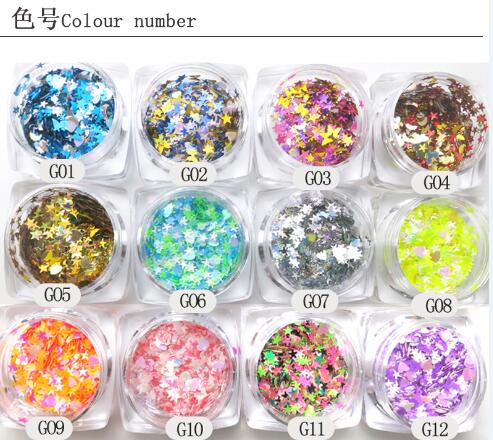12 color different pieces of sequins