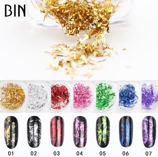 gold/silver foil Nail Pigment slice