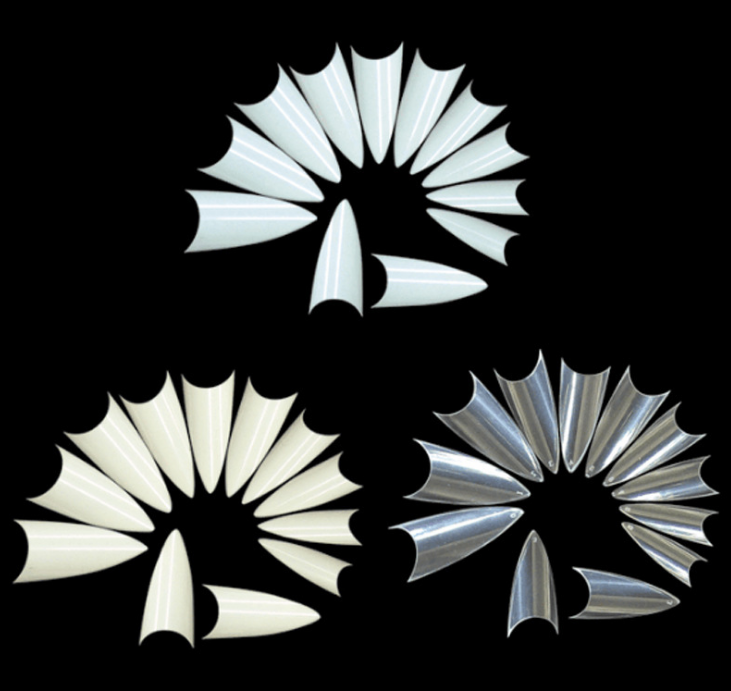 BY-NT-18 Excellent Quality Full Cover C Curved French Stiletto Nail Tips