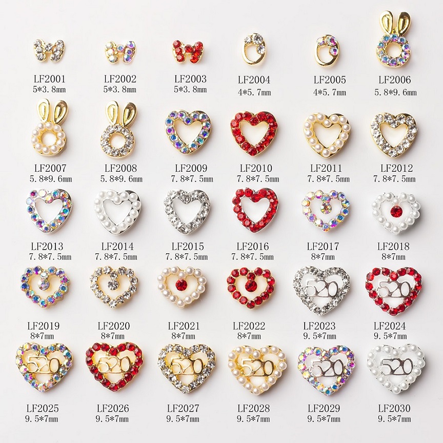 BIN 2022 latest valentine's day nail art metal diamonds decoration